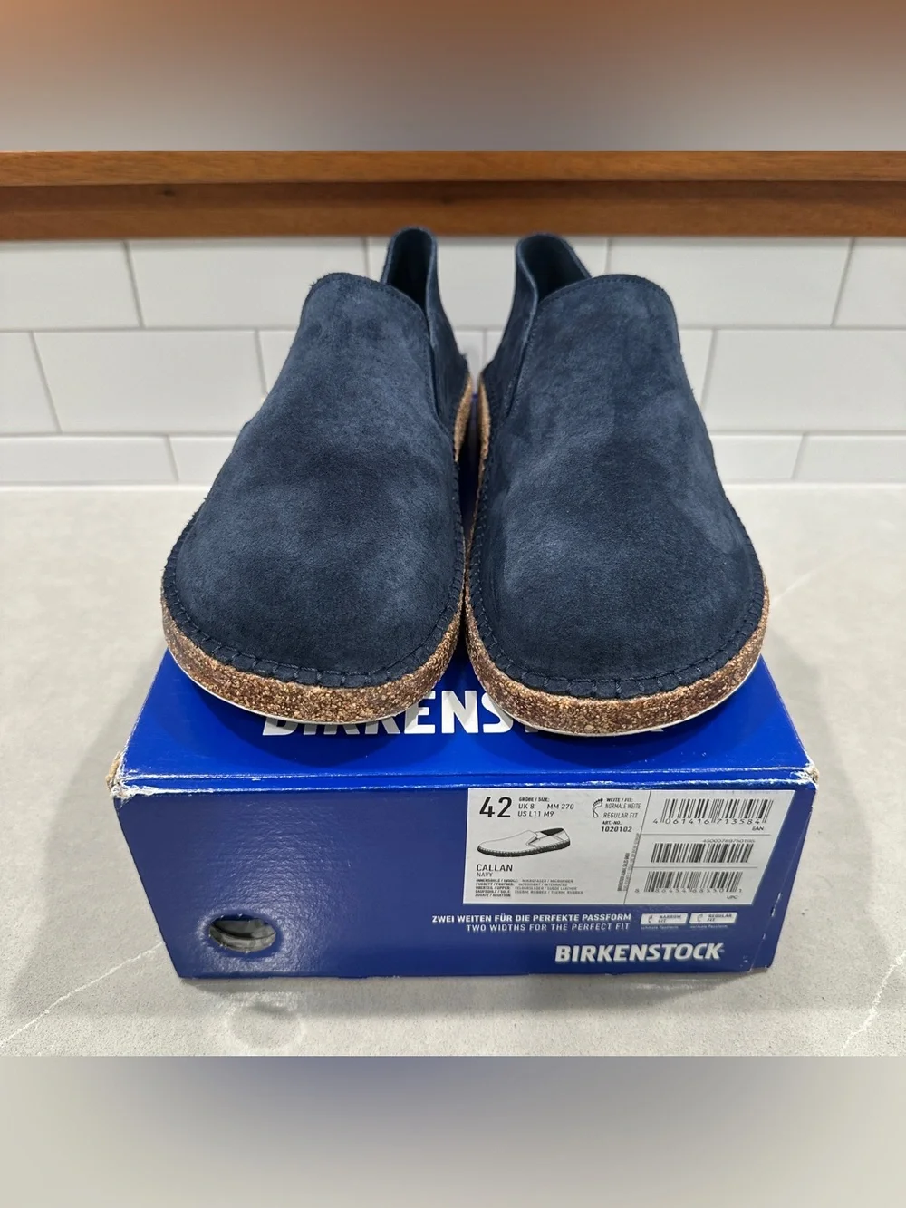 Birkenstock Callan Navy Suede Slip-On Clog Size 42 - Rare Find!